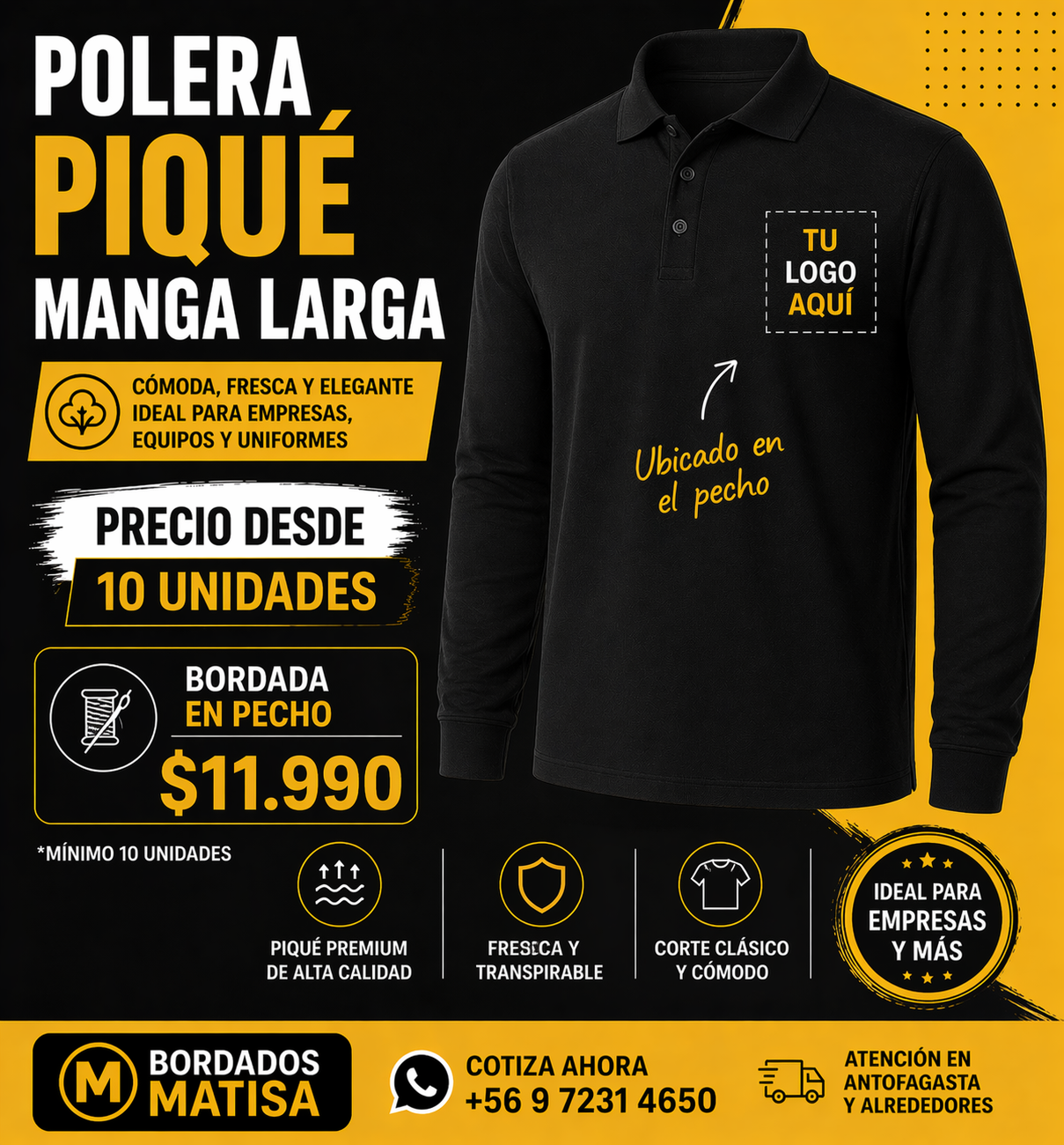 Polera Piqué Manga Larga
